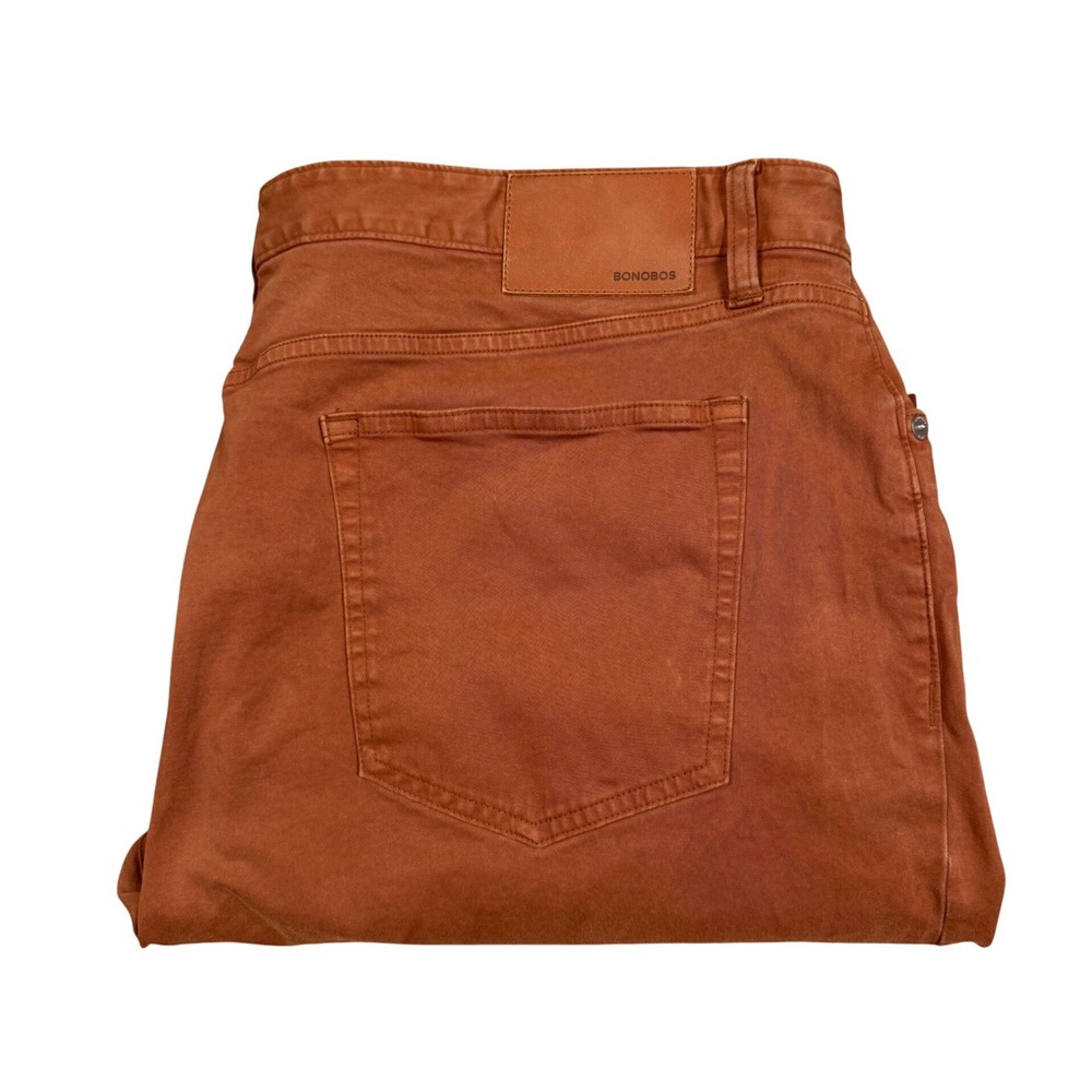 Bonobos Men Straight Leg Five Pocket Pants Rust Burnt Orange 40x28 Stretch Chino